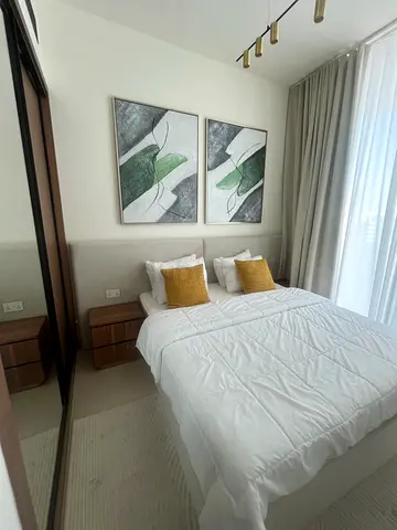 Fully Furnished Master Bedroom Set — King size Bed, Nightstands  Decor and picture frames.