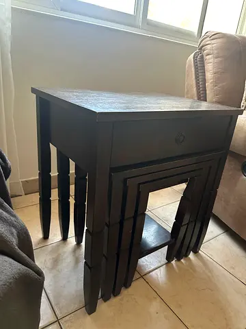 Set of 4 Dark Wood Nesting Side Tables