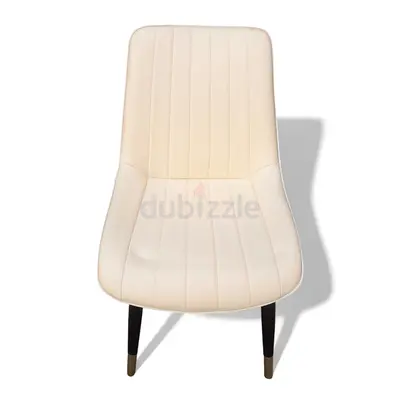 Cream Upholstered Dining/Accent Chair with Metal Legs