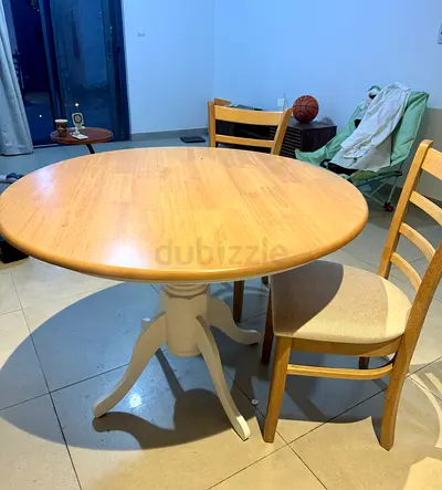 Round Wooden Dining Table with 4 Chairs - original wood