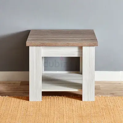 Coffee table; Compact wooden bedside table with shelf - light oak finish