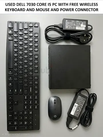 Used Dell OptiPlex 7030 Core i5 Small Form Factor PC with Wireless Keyboard  Mouse +  Power Adapter