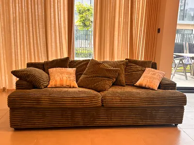 Large Comfortable Corduroy 3-Seater Sofa