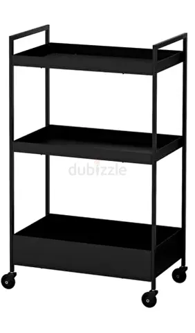 Black 3-Tier Rolling Storage Trolley / Kitchen Utility Cart