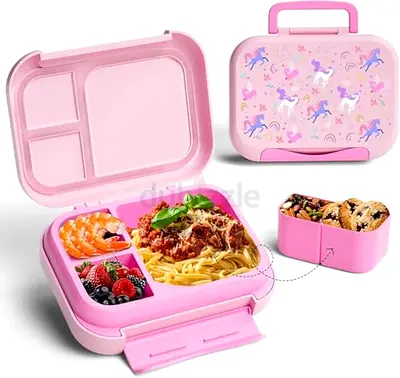 Pink Unicorn Kids Bento Lunch Box with Removable Compartments