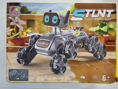 Remote Control Eight-Wheel Robot Dog - Works, Lightweight Box