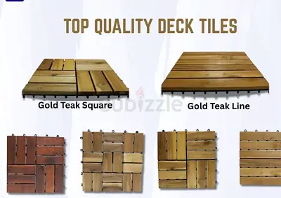 Interlocking Gold Teak Deck Tiles - Square  Line Options (Wooden Outdoor Flooring)