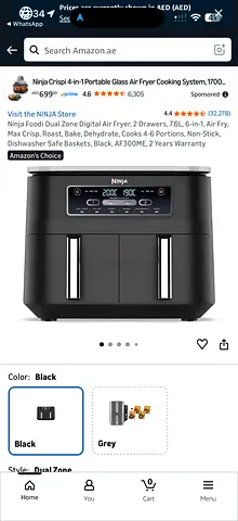 Air Fryer - Ninja Foodi Dual Zone Air Fryer 7.6L