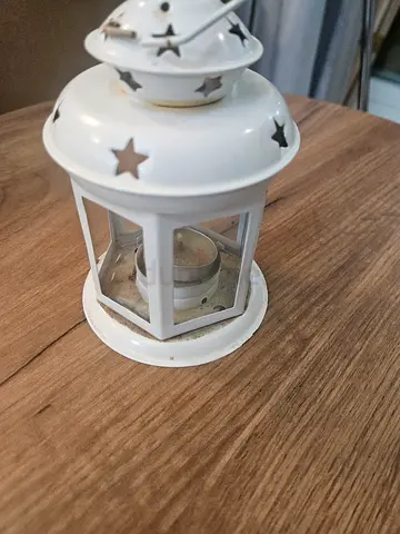 Small White Decorative Star Lantern with Glass Insert