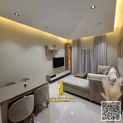Furnished one-bedroom apartment with new furniture for monthly rent in Ajman - Al Jurf 2 - next to