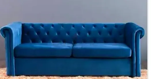 Blue Velvet Chesterfield 3-Seater plus 2*2 seater Sofa - excellent Condition