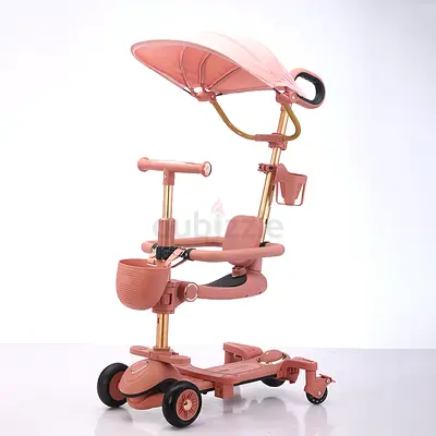 Compact 3-in-1 Push Trike with Canopy - Pink, Foldable Parent-Handle