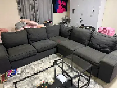 Large L-Shaped Grey Sectional Sofa / Corner Couch