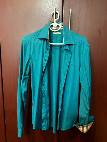 Mens long-sleeve turquoise Burberry shirt size S