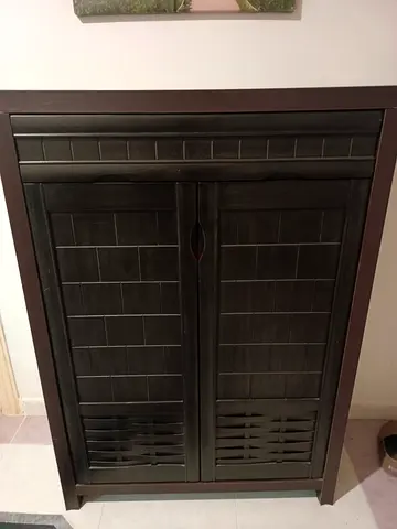 Dark Wood Shoe Cabinet / Narrow Storage Cupboard