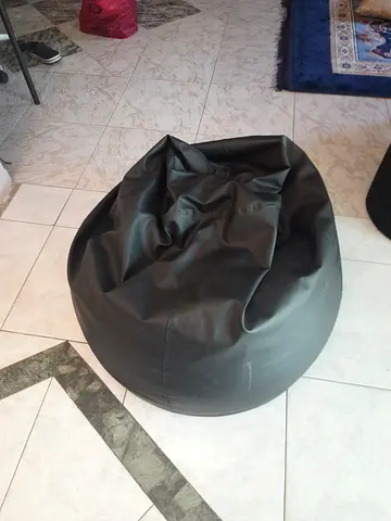Black Faux Leather Bean Bag