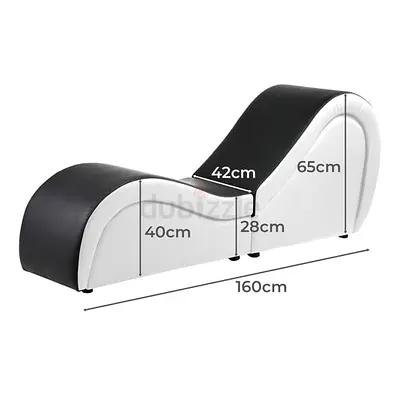 Modern Curved Lounge Sofa / Chaise Lounge (160cm) - Black  White
