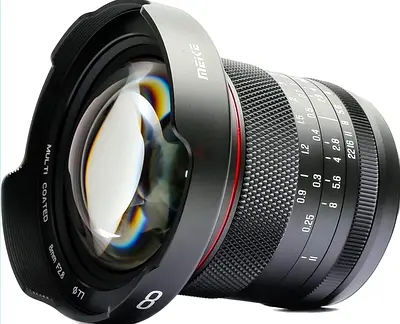 Meike 8mm F2.8 Wide Angle Zero Distortion Manual Focus Lens Compatible with Panasonic Olympus MFT M4