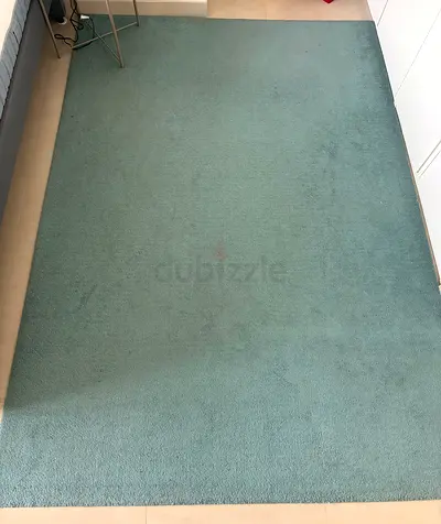 Light Teal Solid Color Area Rug - Good Condition
