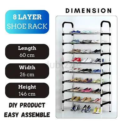 shoe rack premium stainless steel rack, 8 layer shoe organizer