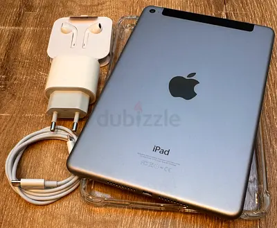 iPad Mini 4,128GB,Wifi  Cellular, Space Grey With Case,EarPods 3.5MM  20W Fast Charger