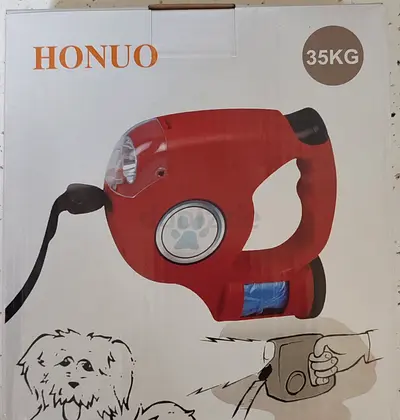 HONUO 35KG Retractable Dog Leash with Built-in Light (Red)