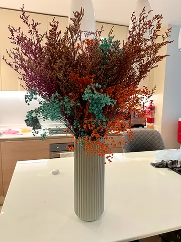 Tall Decorative Ceramic Vase with Dried Flower Arrangement