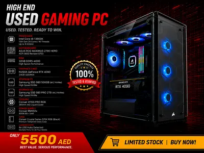 High-End Used Gaming PC - i9-13900K, RTX 4090, 32GB DDR5, Dual NVMe SSDs