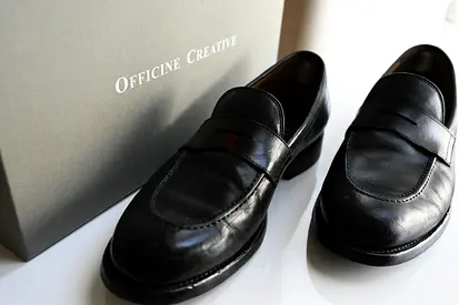 Officine Creative black leather penny loafers –43 with bill from Dubai Mall
