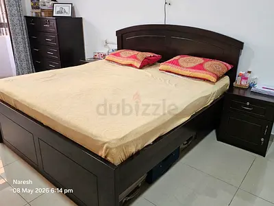King size bed with side tables for sale