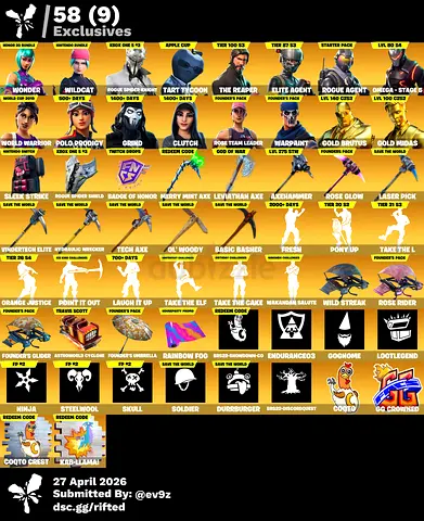 Stacked Fortnite acc wonder wildcat 500 skins