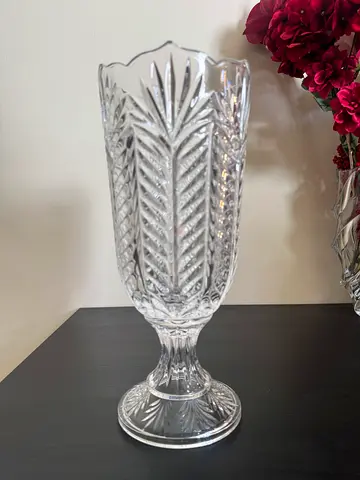 Tall Cut Crystal Vase - Clear Decorative Centerpiece I bought it from Home centre