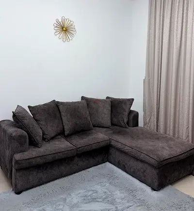 3-Seater Grey Fabric Sofa with Left Chaise – Excellent Condition