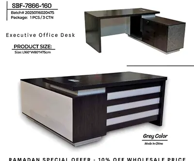 Executive L-shaped Office Desk with Storage (Grey)