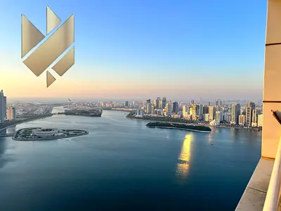 غرفتين وصالة بالمجاز 3 اطلالة بحرية كاملة مع باركينج وجيم ومسبح وغرفة خادمة وبلكونة كبيرة حتى 6 دفعات