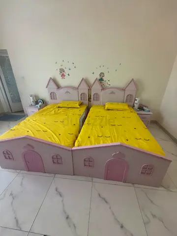 Complete kids bedroom 3-Door Baby Closet / Wardrobe 2 beds plus bedside tables plus 2 mattresses.
