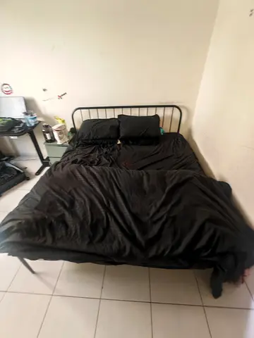 Black Metal Double Bed Frame with Mattress