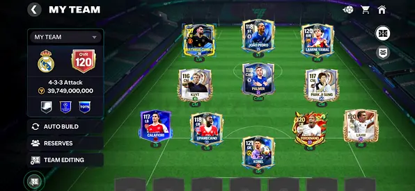 FIFA Mobile Ultimate Team screenshot - in-game account photo (for sale listing)