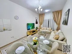 Two-bedroom apartment with a living room, fully furnished with new furniture, available for monthly