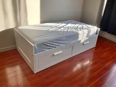 IKEA White BRIMNES Day Bed with IKEA Mattress