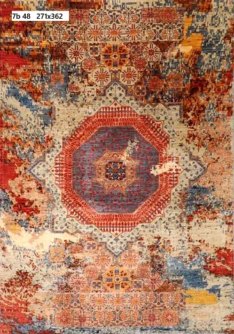 2.7x3.6m Abstarct modern mamlook afghan wool multicolor medallion area rug, living room rug