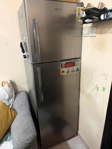 Used Geepas Silver Double-Door Refrigerator (Top Freezer) - Good Condition