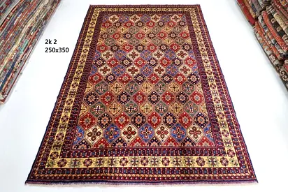 Afghan wool Handmade Traditional Geometric Area Rug - 2 x 3 m (250x350)
