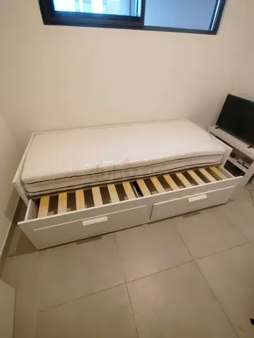 Ikea brimness Day bed frame with 2 big storage drawers underneath and with 2 Ikea mattresses
