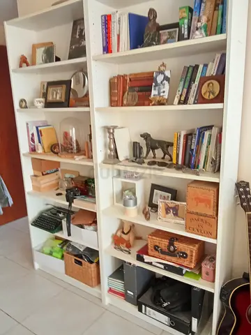 White Wooden Bookcase / Bookshelf - Pair of Tall Shelves