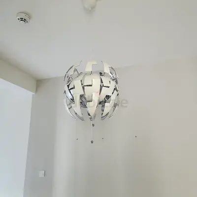 Modern white metal pendant ceiling light - spherical design