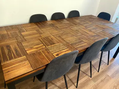Solid Wood Extendable Dining Table with 8 Chairs