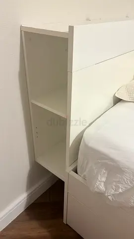 For sale: IKEA bed in excellent condition ✨  
Size: 140x200  

- Includes 4 large under-bed storage