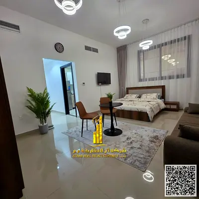 بمساحة واسعة ومطبخ منفصل افخم وارقى استوديو مفروش بالكامل للايجار الشهري في النعيميه 1