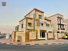 Villa (corner) for sale in Ajman, Al Zahia area. 6 rooms, majlis, hall, roof and maid's room | F